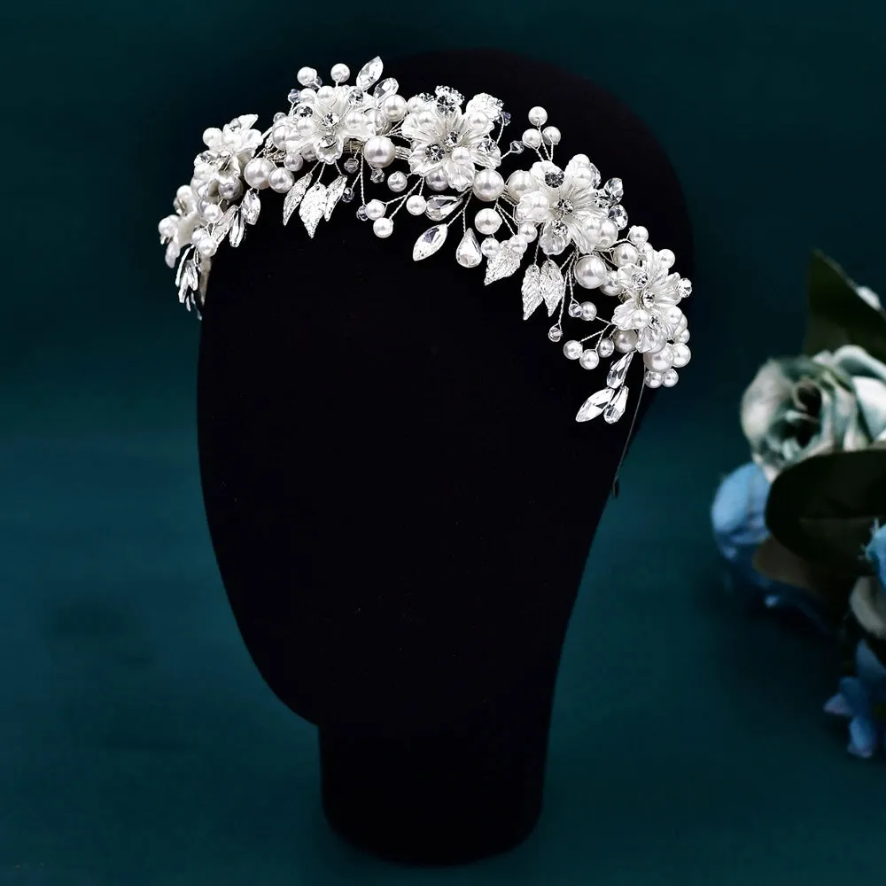 Pearls Rhinestone Bridal Hair Hoop Wedding Hair Accessories Woman Head Jewellery