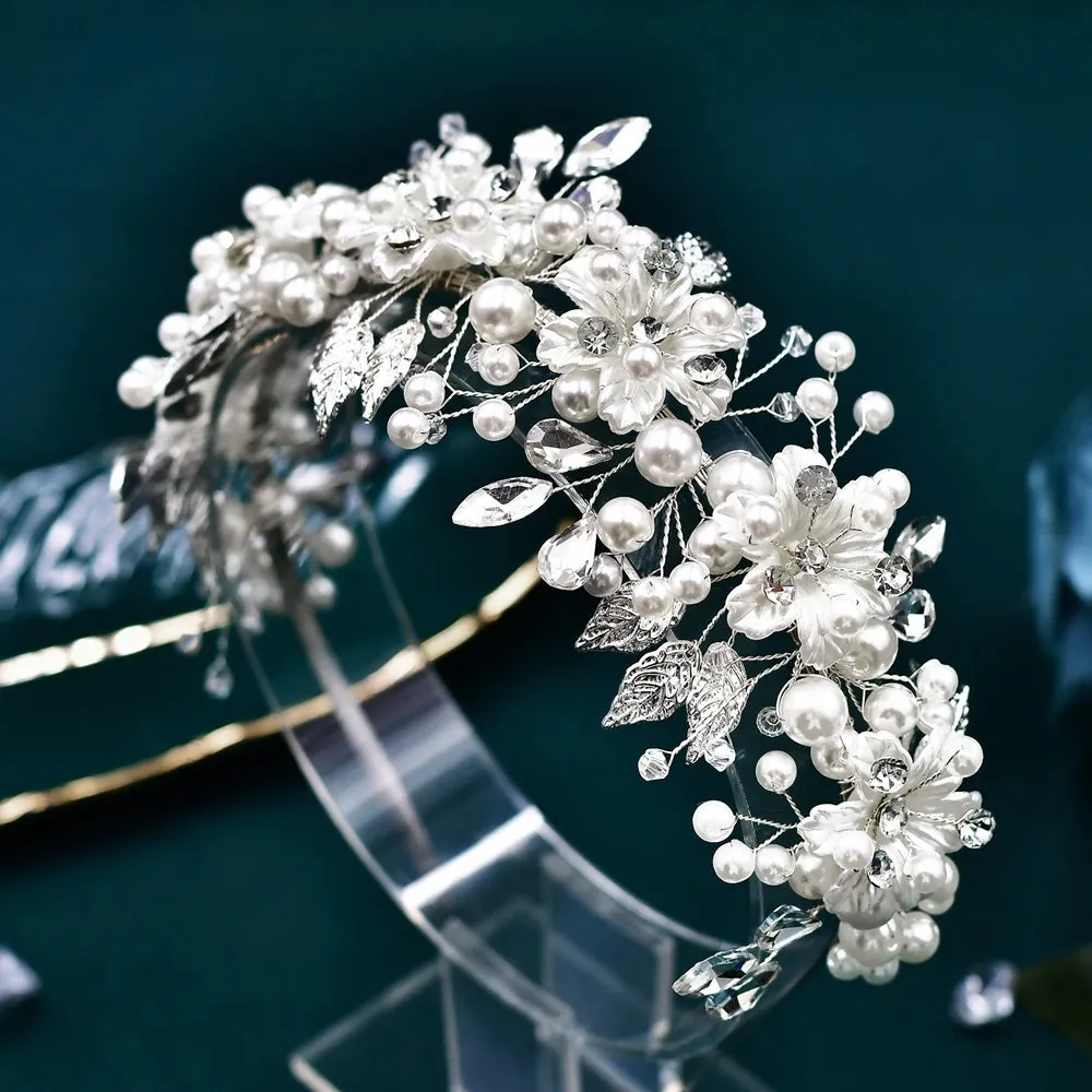 Pearls Rhinestone Bridal Hair Hoop Wedding Hair Accessories Woman Head Jewellery