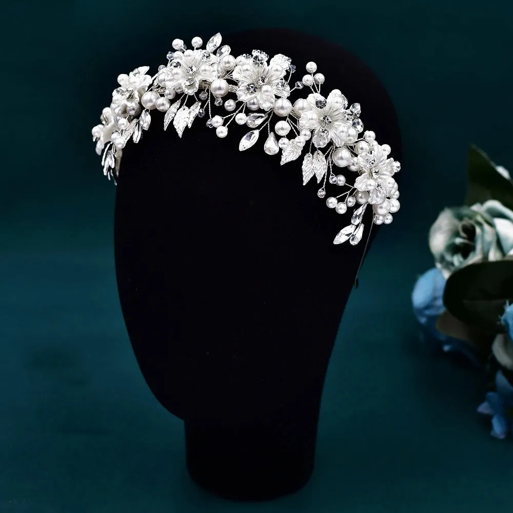 Pearls Rhinestone Bridal Hair Hoop Wedding Hair Accessories Woman Head Jewellery