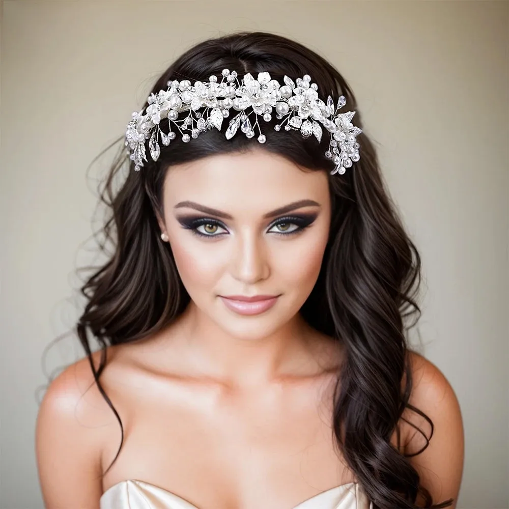 Pearls Rhinestone Bridal Hair Hoop Wedding Hair Accessories Woman Head Jewellery