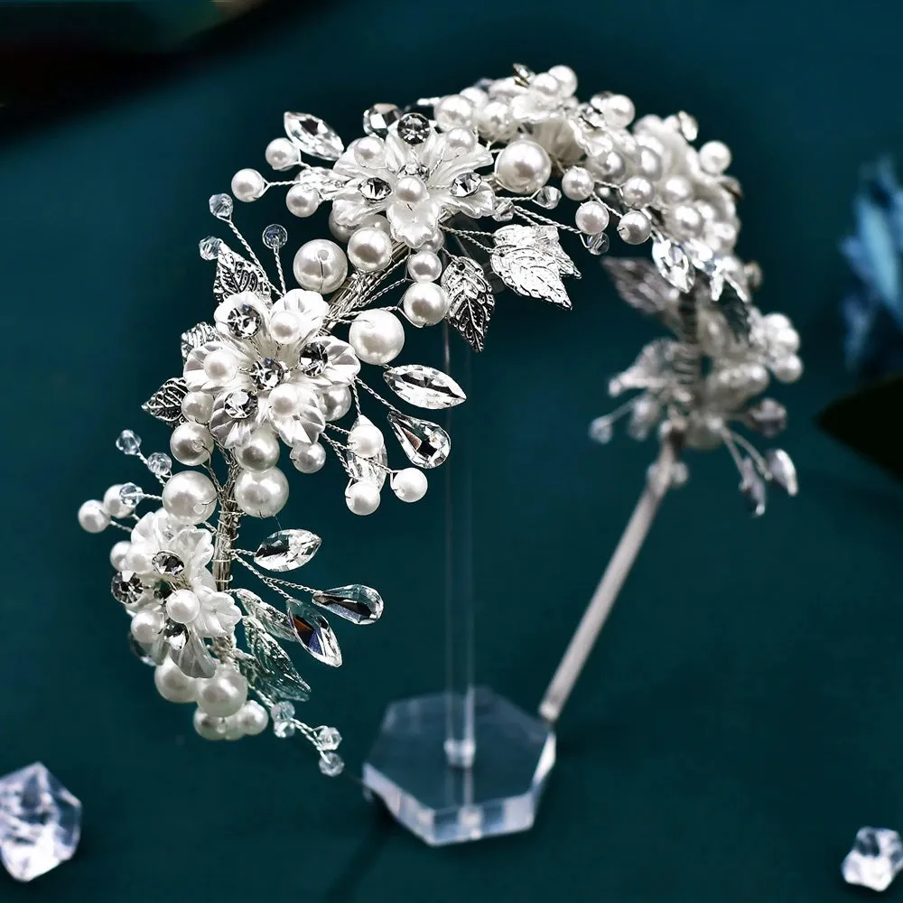 Pearls Rhinestone Bridal Hair Hoop Wedding Hair Accessories Woman Head Jewellery