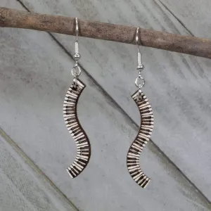 Piano Keyboard Wavy Wooden Dangle Earrings by Cate's Concepts, LLC