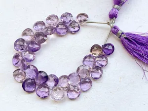 Pink Amethyst Heart shape faceted Briolette beads