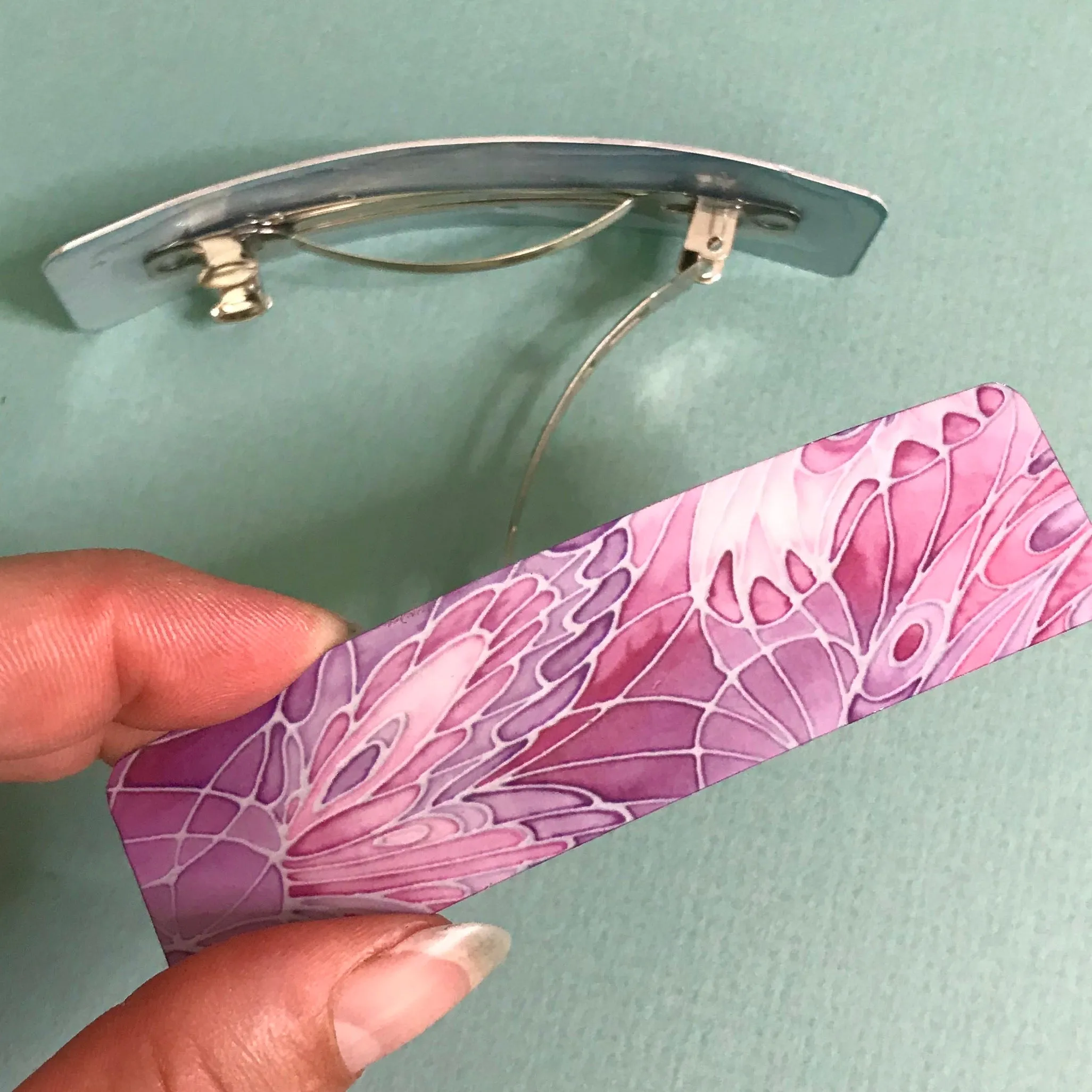 Pink Butterfly Contemporary Hair Clip