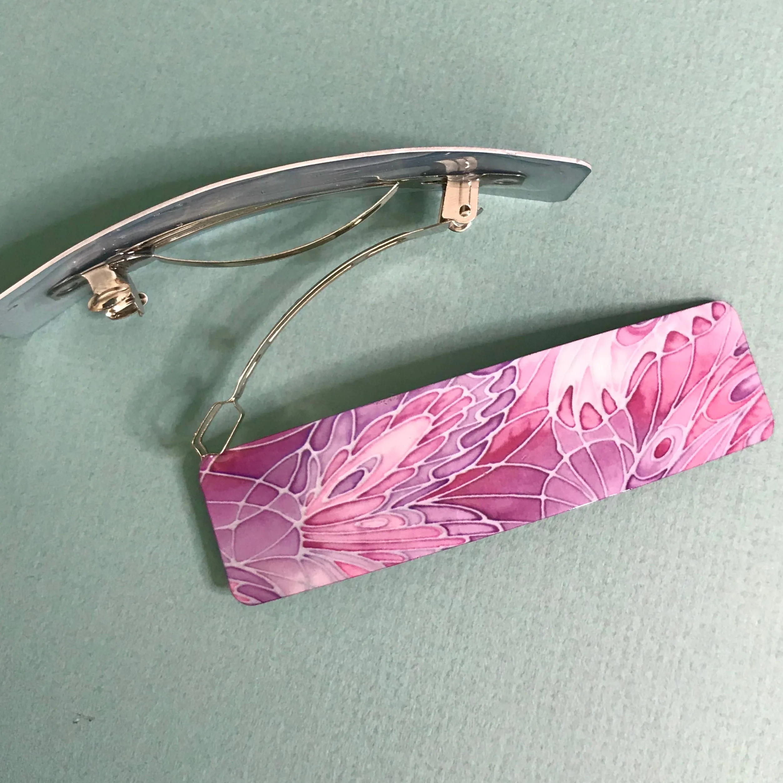 Pink Butterfly Contemporary Hair Clip