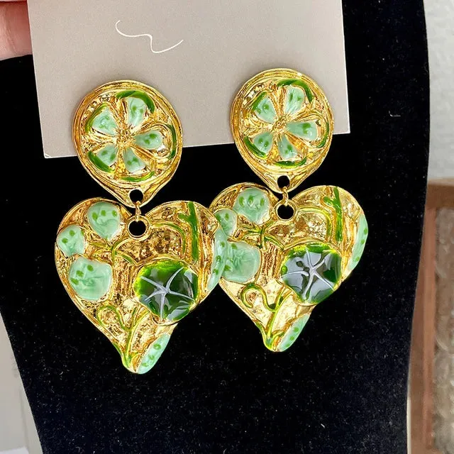 Pre Order:  Vintage Leaf Petals Drop Earrings