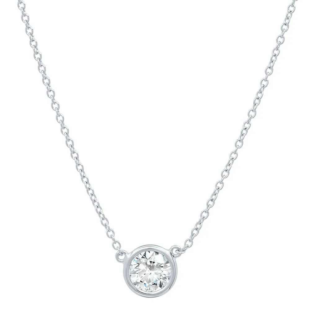 Prong or Bezel Set Diamond Solitaire Pendant GIA Certified
