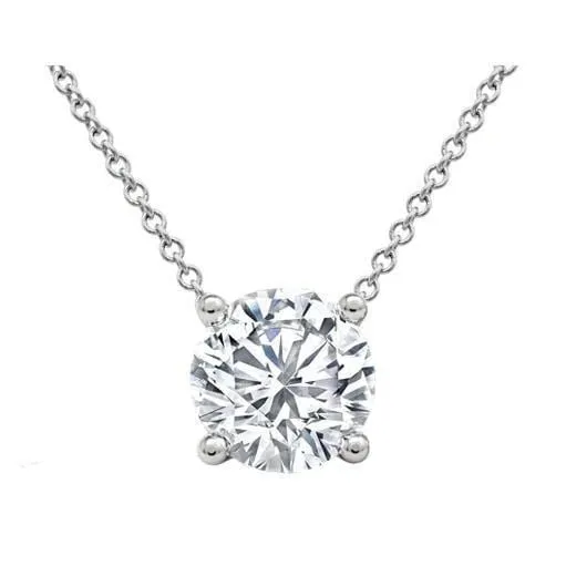Prong or Bezel Set Diamond Solitaire Pendant GIA Certified