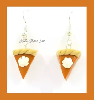 Pumpkin Pie Dangle Earrings, Fall Thanksgiving