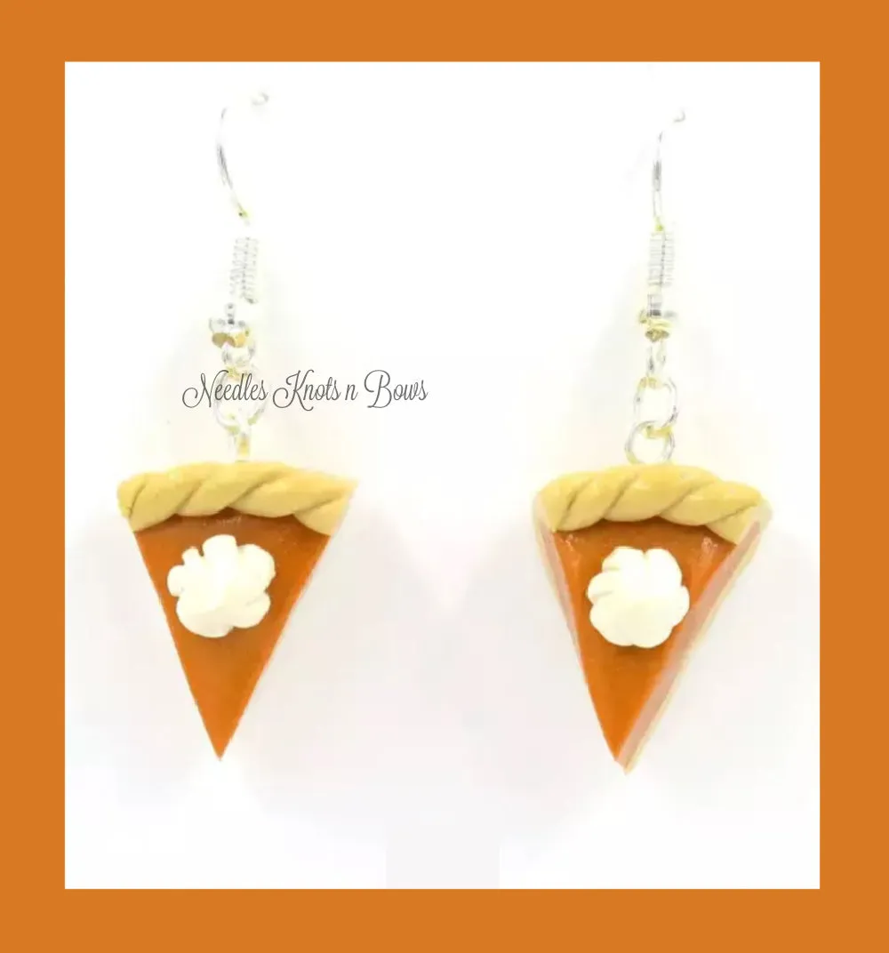 Pumpkin Pie Dangle Earrings, Fall Thanksgiving