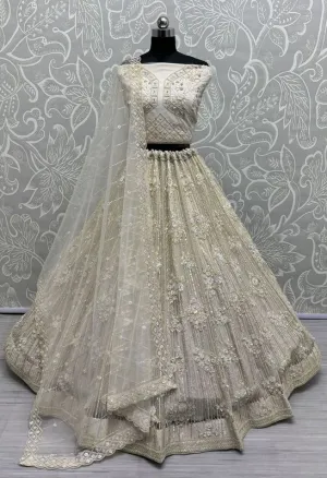 Pyazi Bridal Net Lehenga with Stunning Embroidery and Stone Work