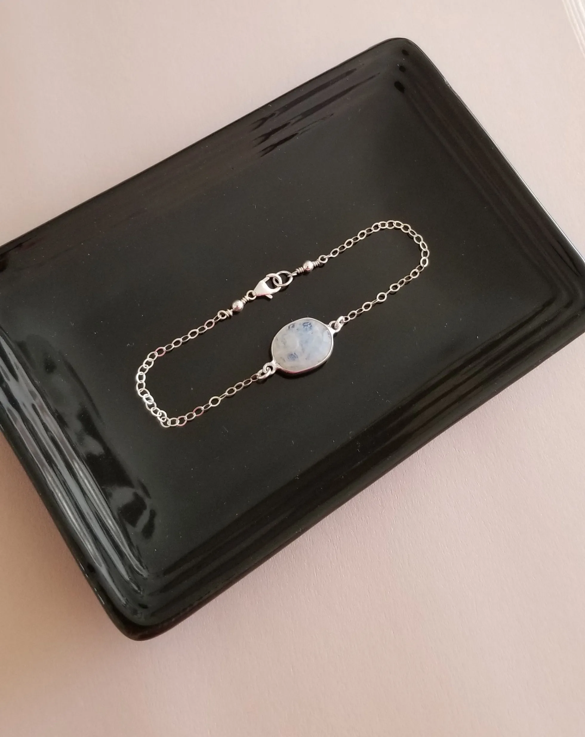 Rainbow Moonstone Bracelet, Sterling Silver or Gold Filled