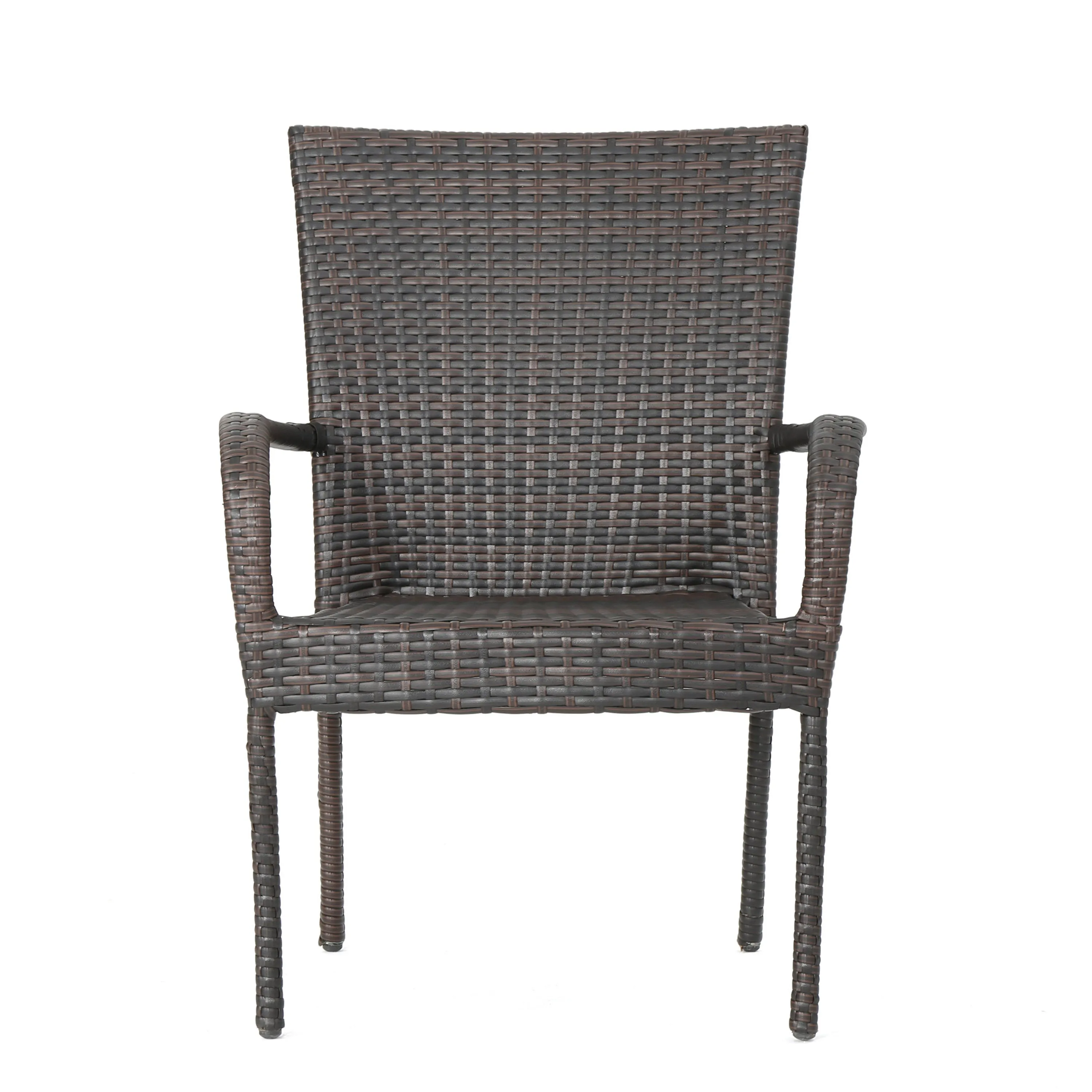 Rhys Outdoor Farmhouse Wood and Wicker 5 Piece Square Dining Set