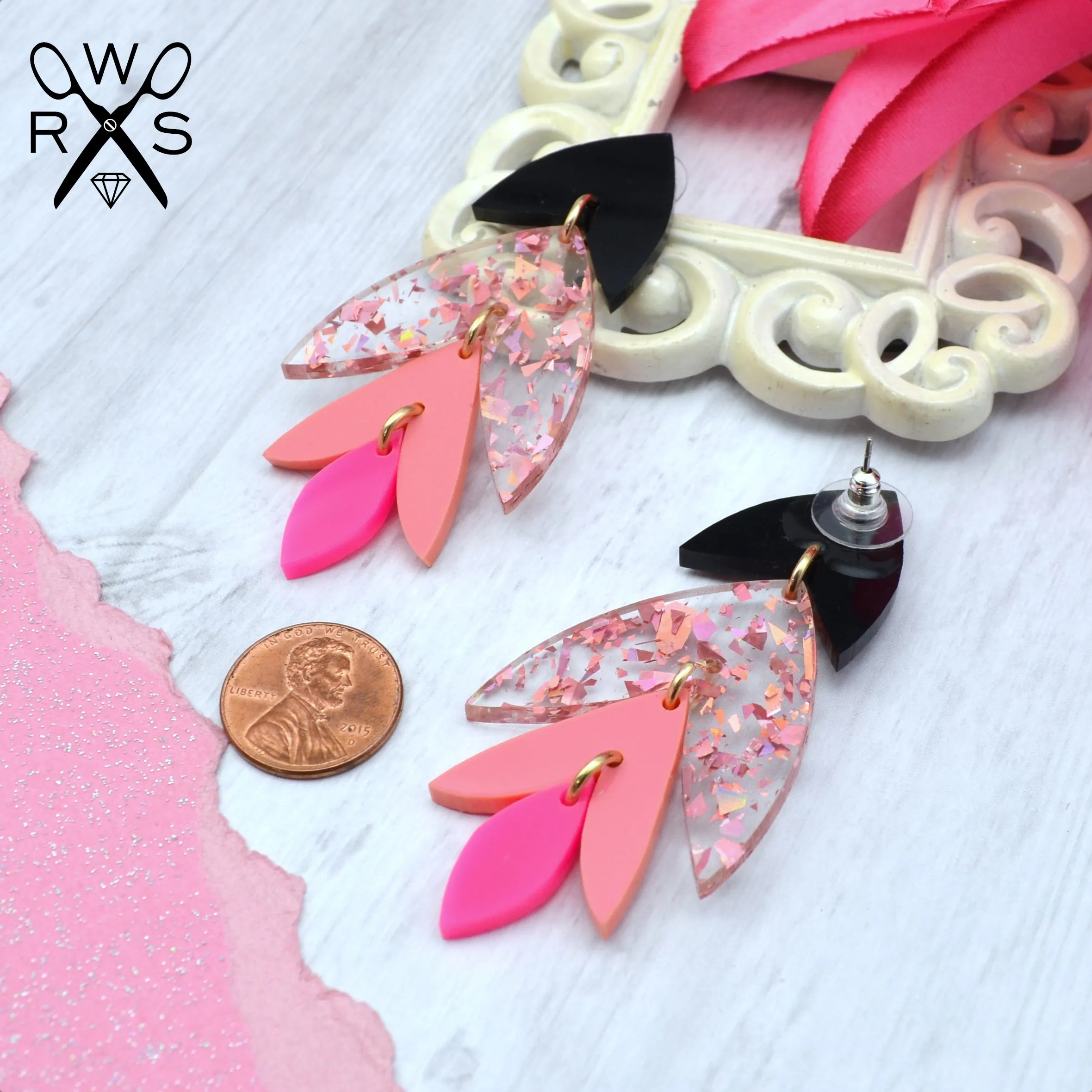 RIO Dangles in Pink - Laser Cut Acrylic Earrings