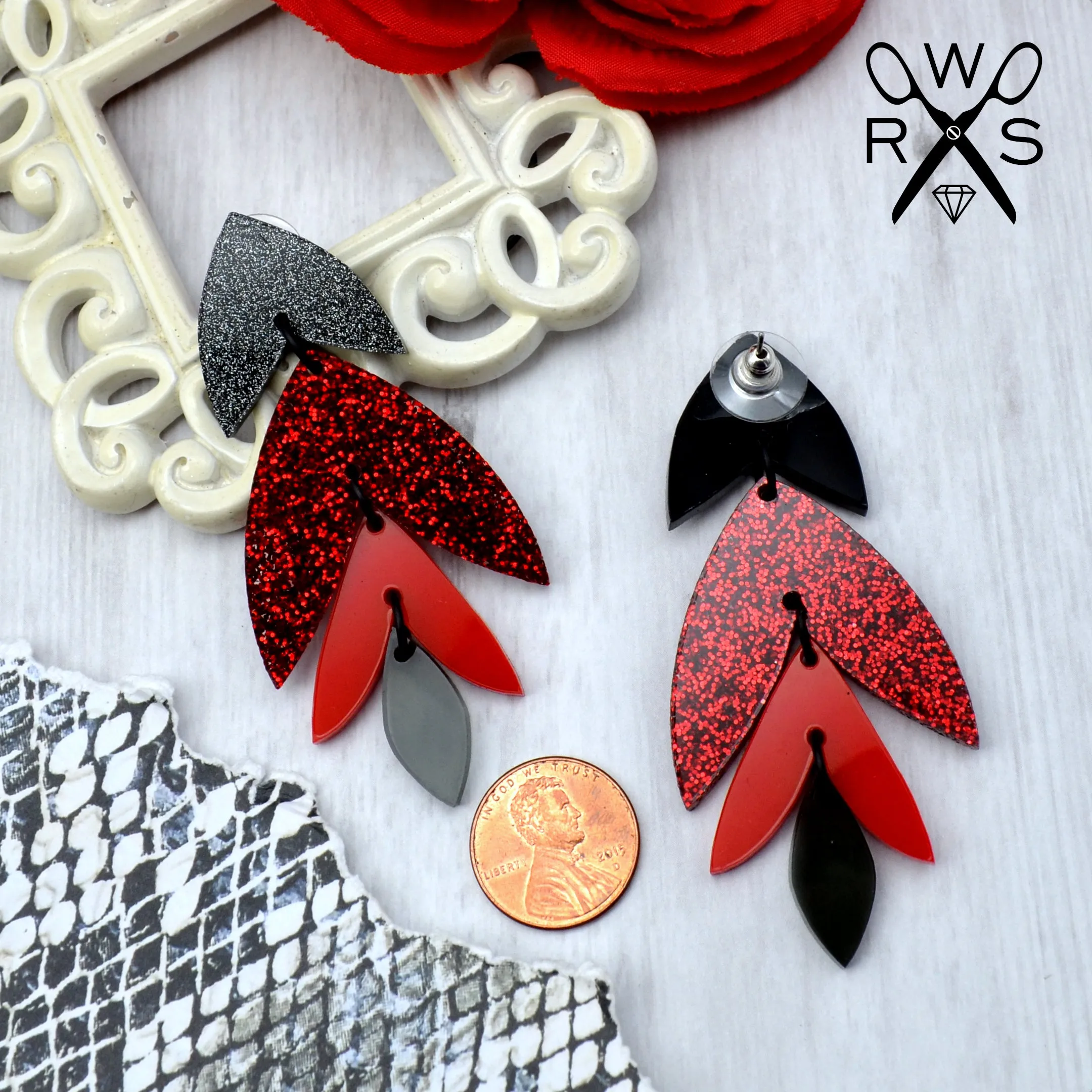 RIO Dangles in Red - Laser Cut Acrylic Earrings