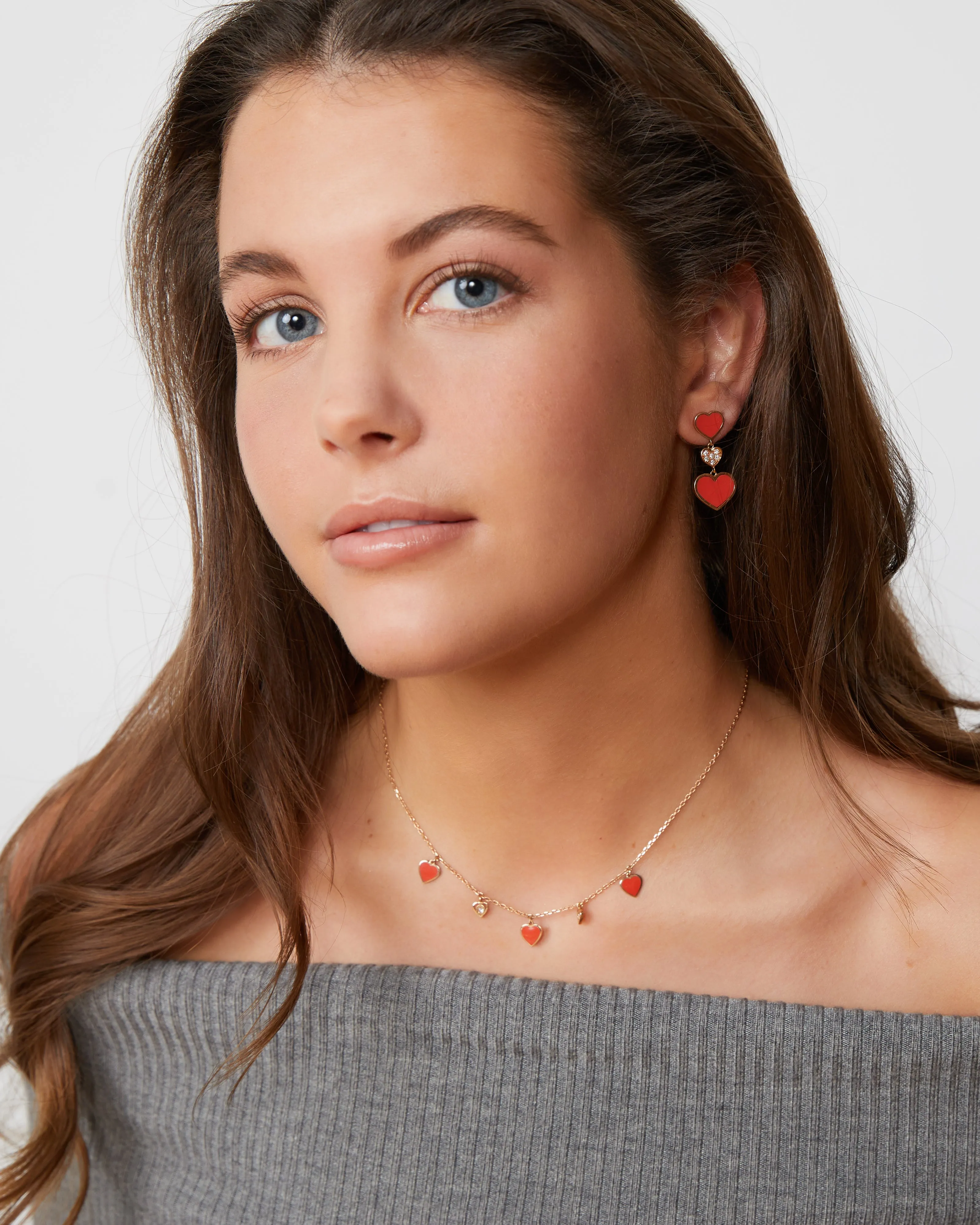 Rose gold and diamond heart earrings