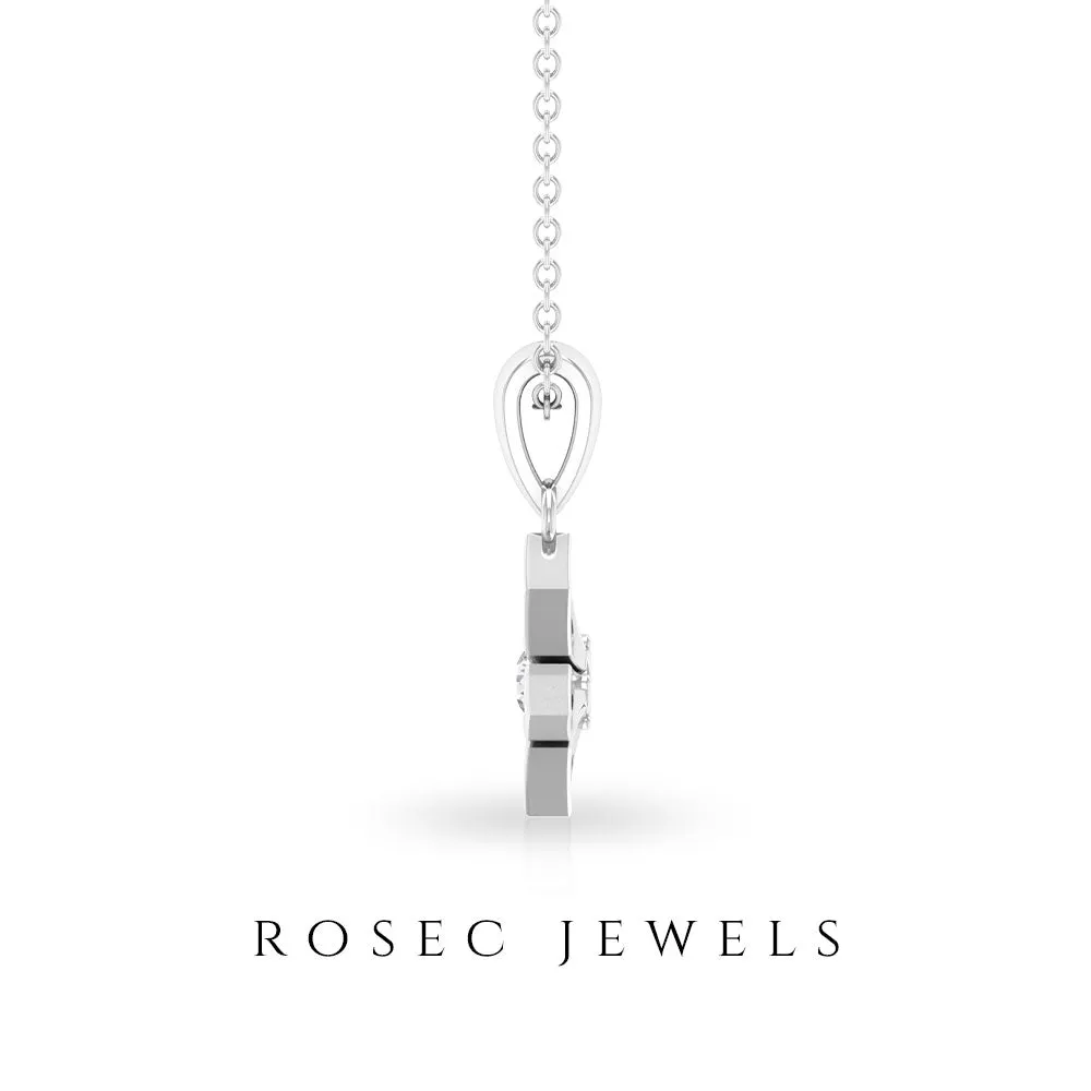 Round Diamond Flower Pendant Necklace