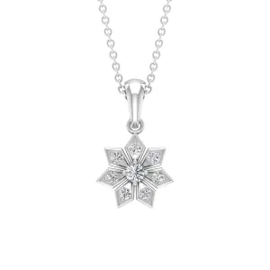 Round Diamond Flower Pendant Necklace