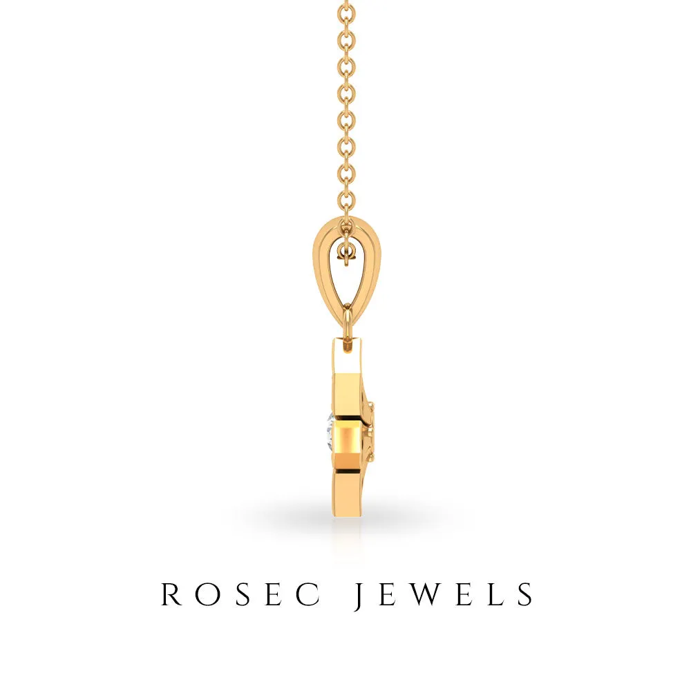Round Diamond Flower Pendant Necklace