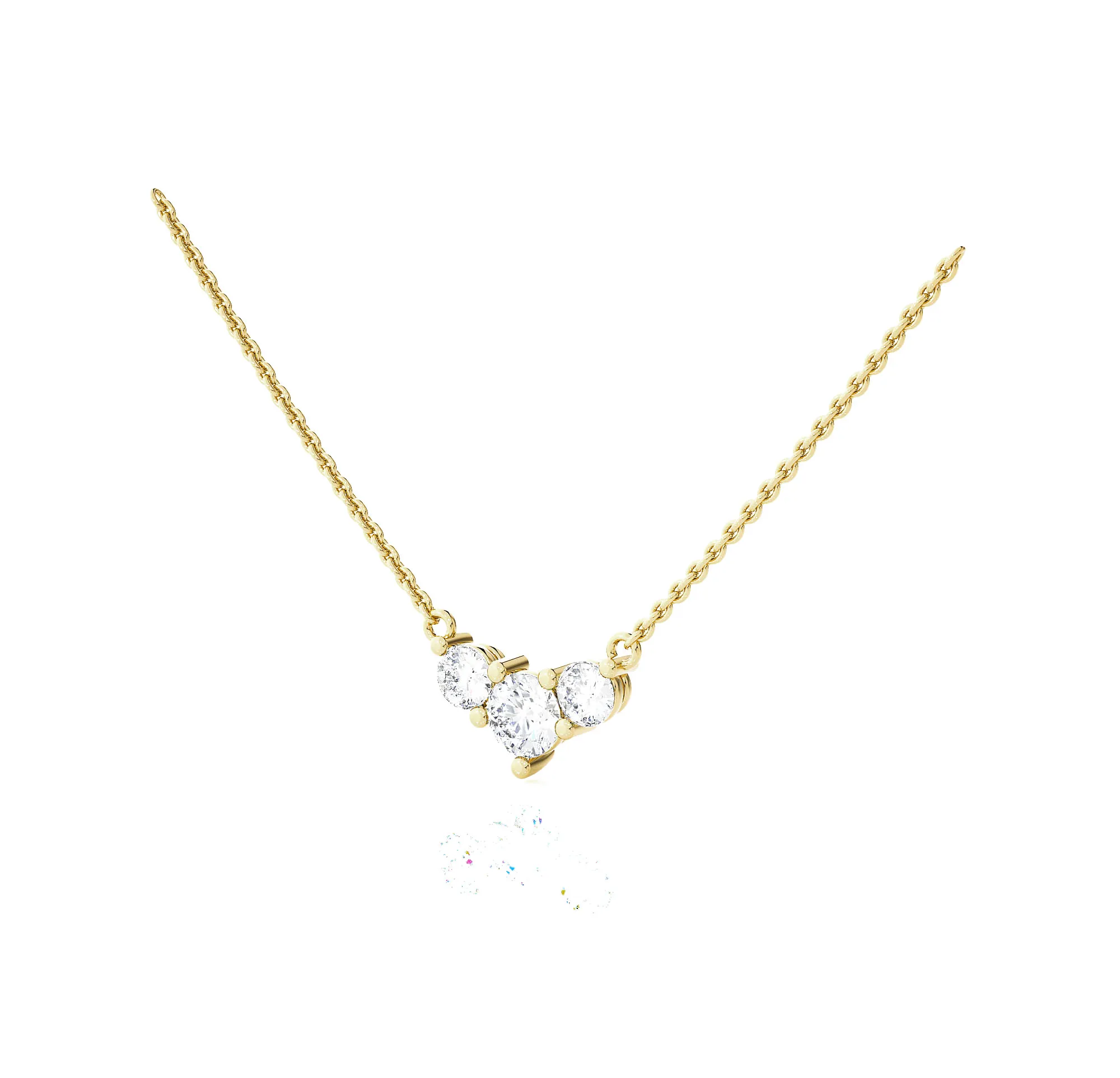 Round Lab Grown Diamond Three Stone Necklace