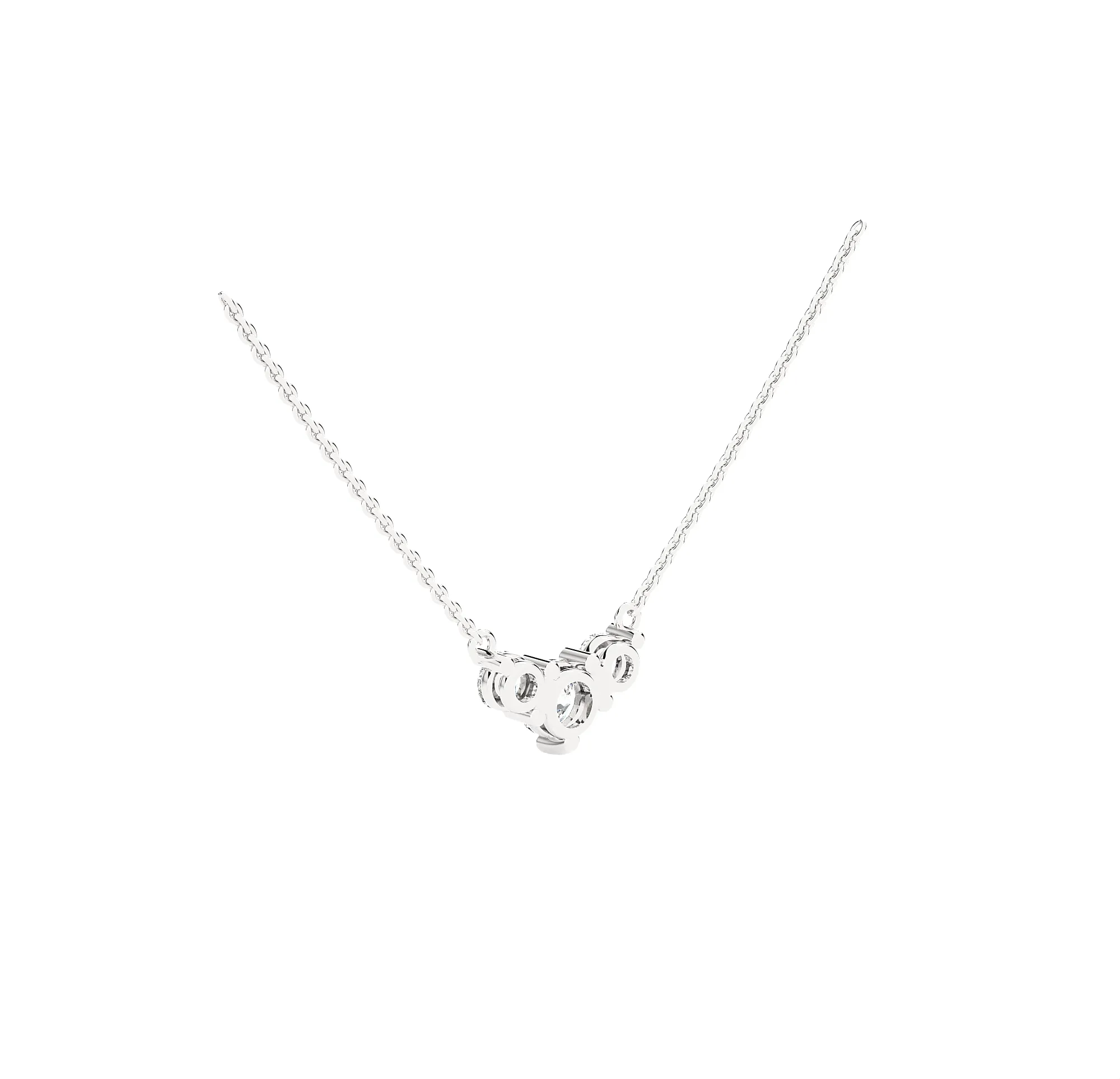 Round Lab Grown Diamond Three Stone Necklace