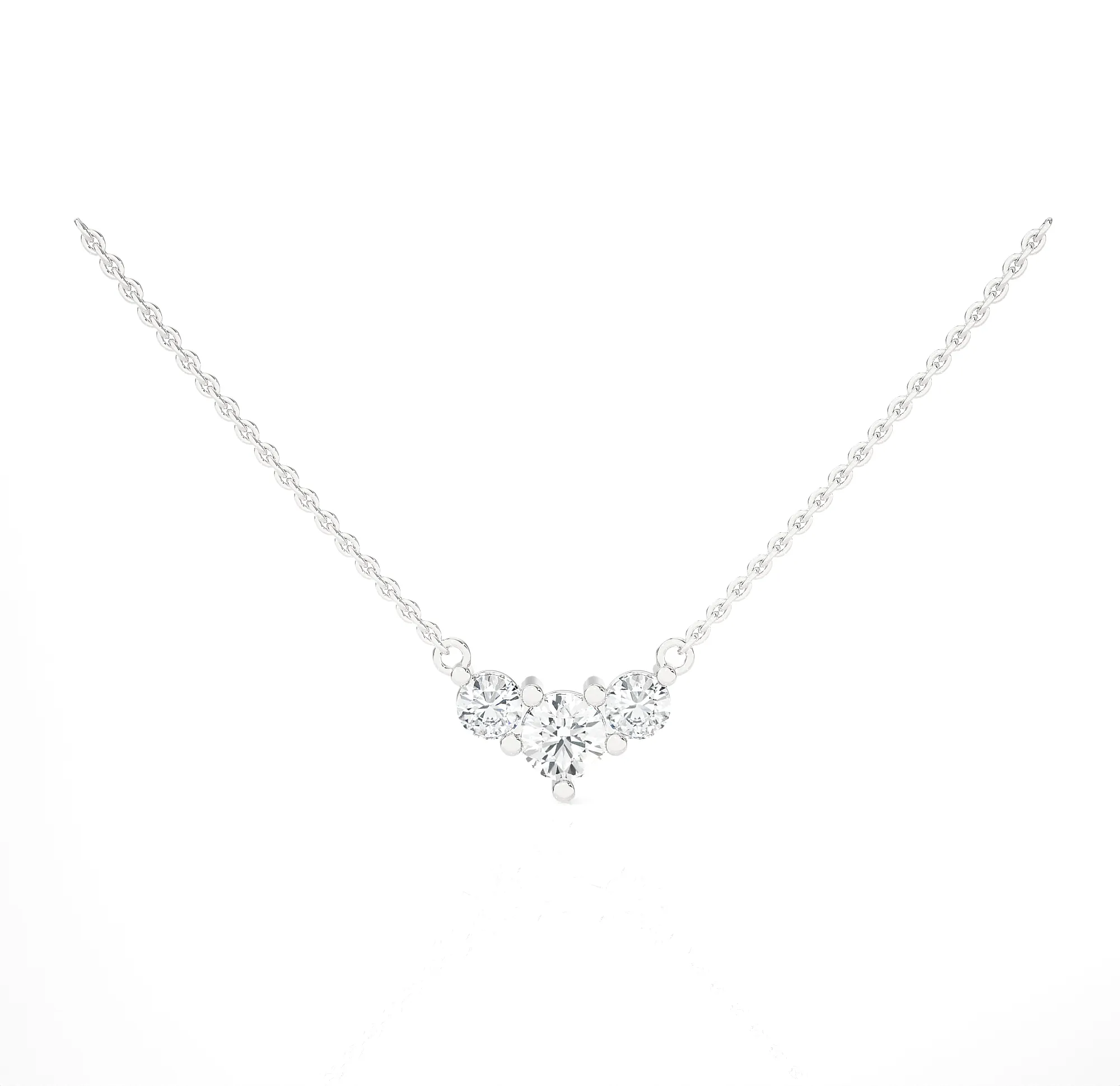 Round Lab Grown Diamond Three Stone Necklace