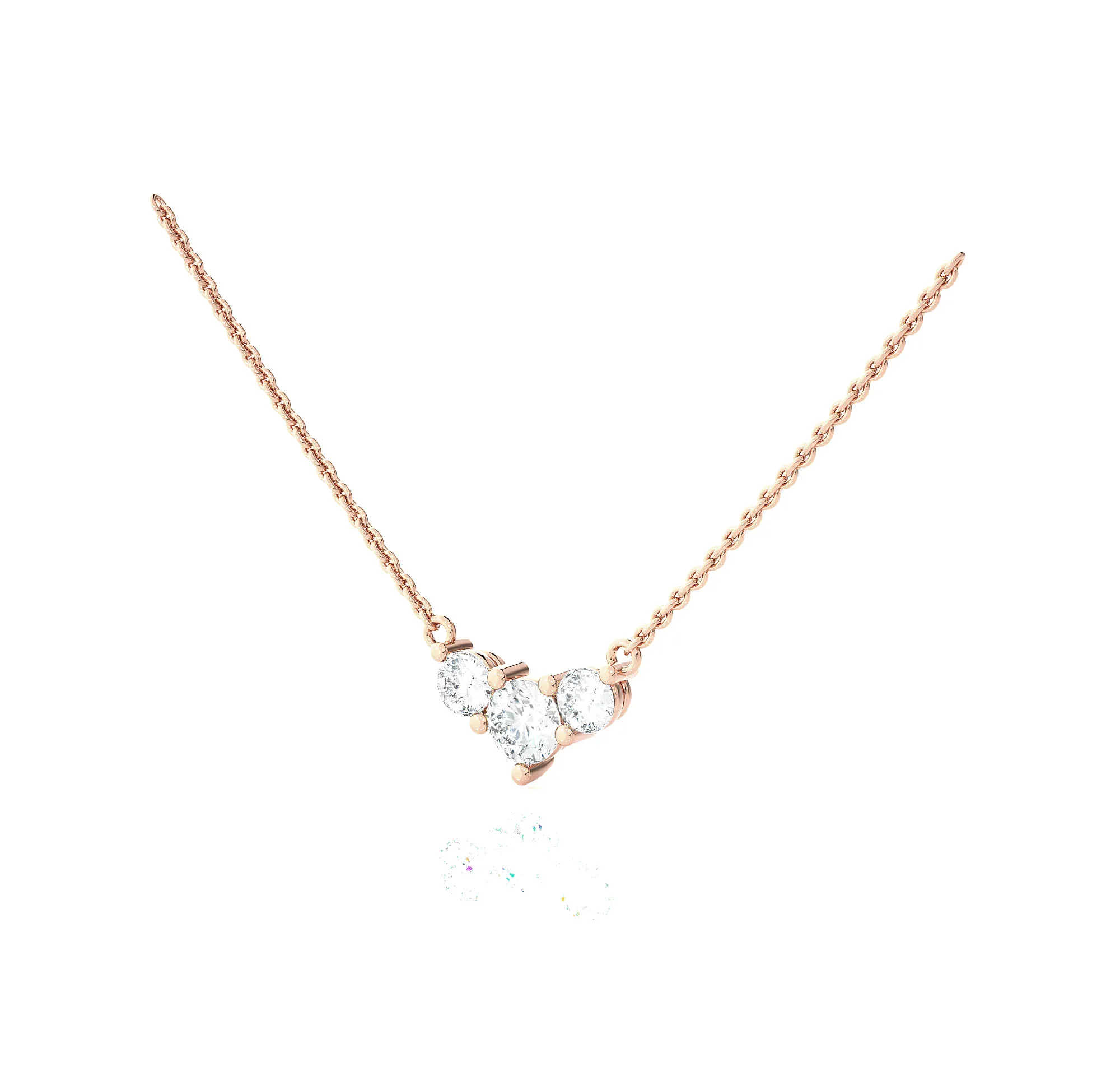 Round Lab Grown Diamond Three Stone Necklace