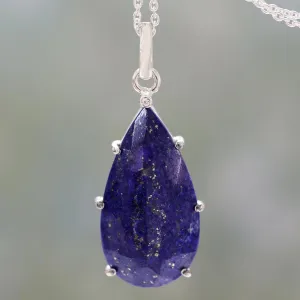 Royal Droplet Lapis Lazuli Pendant Necklace
