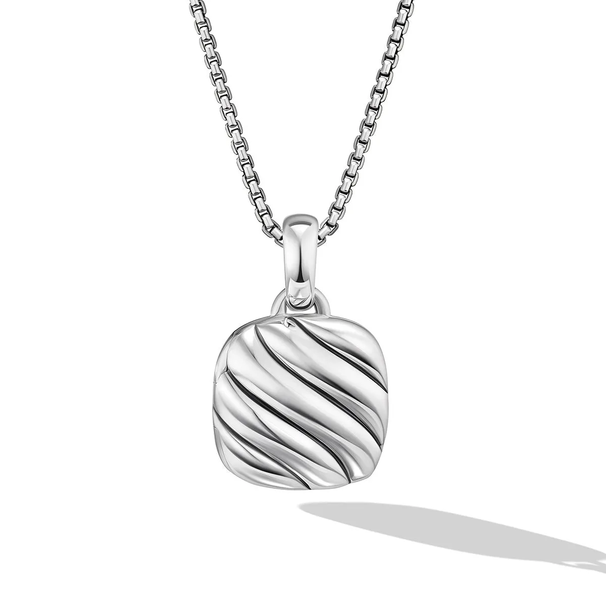 Sculpted Cable Square Locket in Sterling Silver