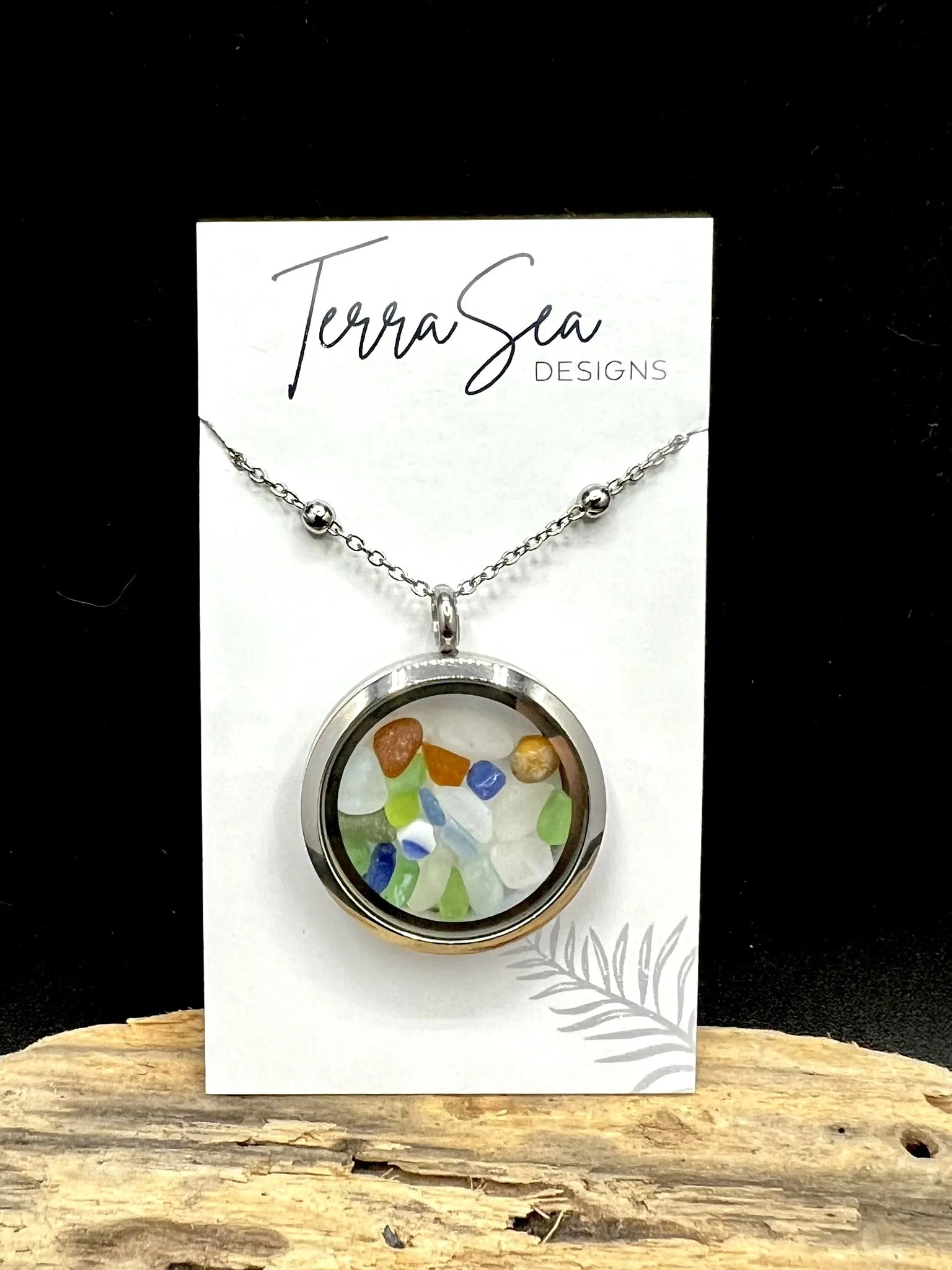 Seaglass Locket (Small-1.2")
