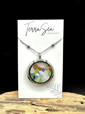 Seaglass Locket (Small-1.2")