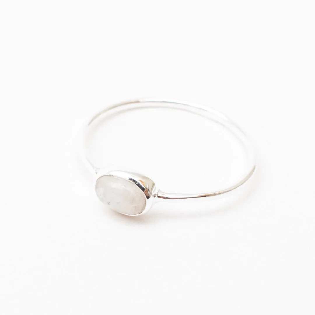 Silver Moonstone Oval Ring