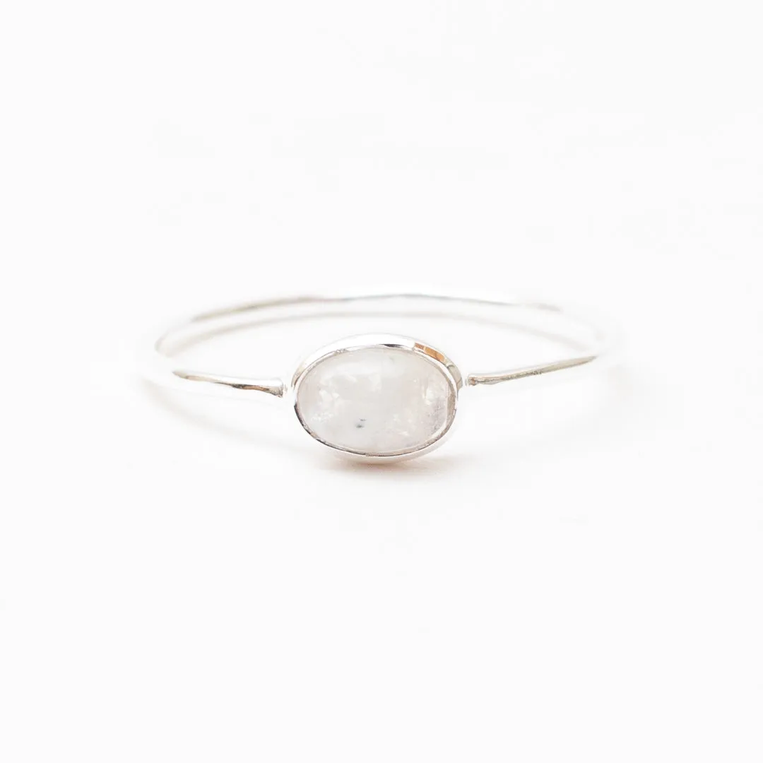 Silver Moonstone Oval Ring
