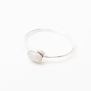 Silver Moonstone Oval Ring
