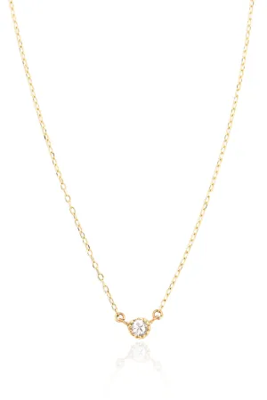 Single Vintage Set Diamond Necklace in Yellow Gold