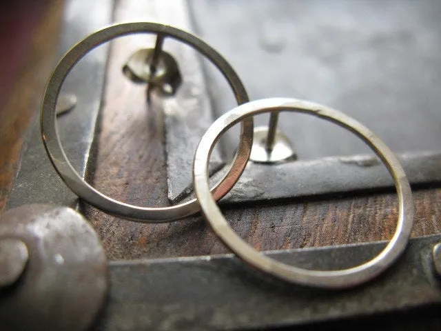 Sterling Silver Hoop Stud Earrings 15mm