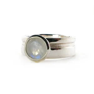 Sterling Silver Moonstone Cut Out Ring