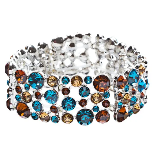 Stunning Crystal Bubble Stretch Bracelet Silver Multi