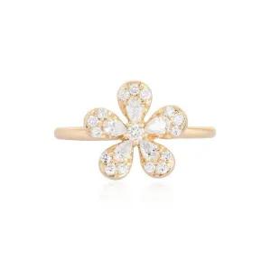 Stunning Flower Diamond Signet Ring