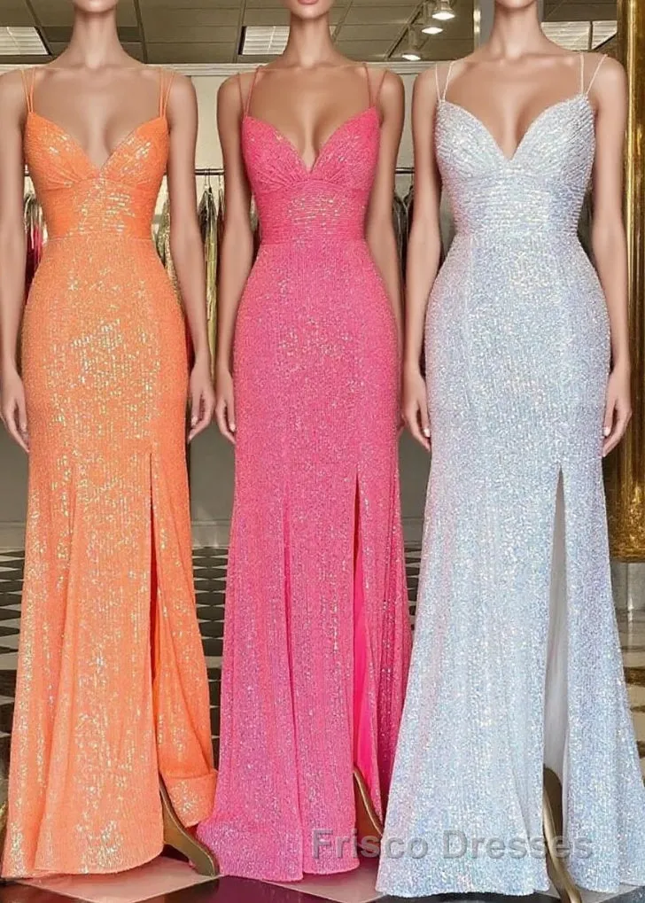 Stunning Straps Sequined Mermaid Long Prom Dress