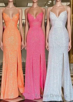 Stunning Straps Sequined Mermaid Long Prom Dress