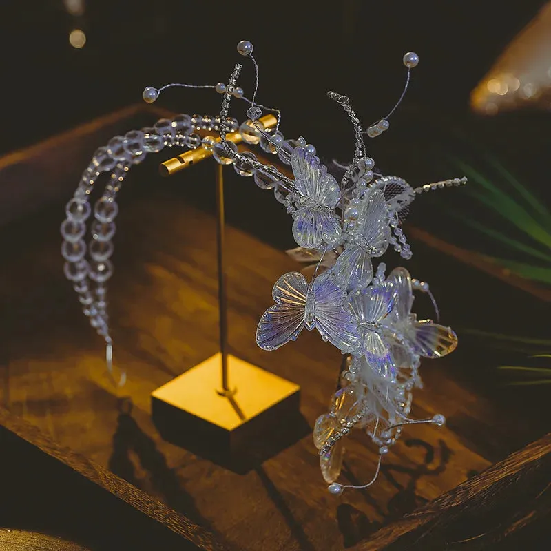 TAVIMART  -  Colorful Crystal Beads Tassel Butterfly Hairpin Hairband The Mermaid Princess Hair Accessories Headpiece for Women