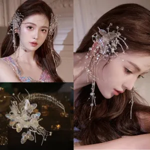 TAVIMART  -  Colorful Crystal Beads Tassel Butterfly Hairpin Hairband The Mermaid Princess Hair Accessories Headpiece for Women