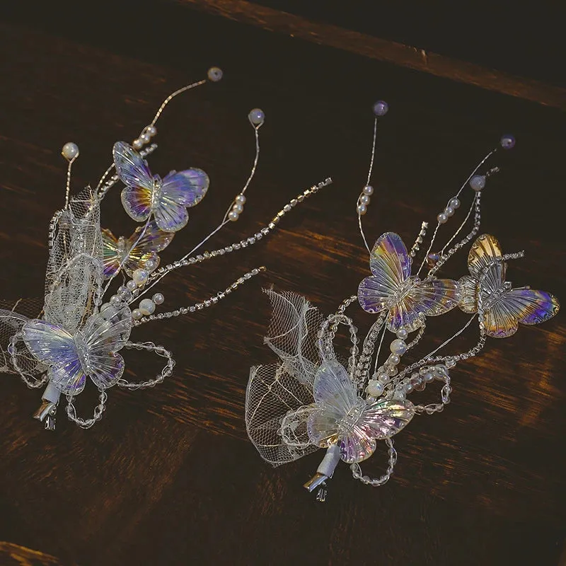 TAVIMART  -  Colorful Crystal Beads Tassel Butterfly Hairpin Hairband The Mermaid Princess Hair Accessories Headpiece for Women