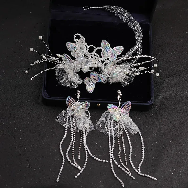 TAVIMART  -  Colorful Crystal Beads Tassel Butterfly Hairpin Hairband The Mermaid Princess Hair Accessories Headpiece for Women