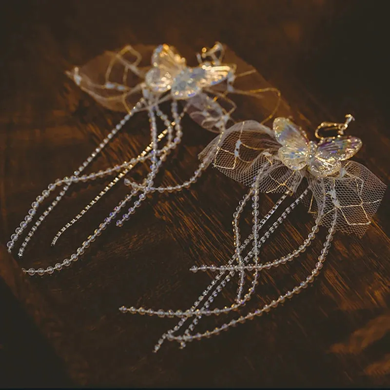 TAVIMART  -  Colorful Crystal Beads Tassel Butterfly Hairpin Hairband The Mermaid Princess Hair Accessories Headpiece for Women