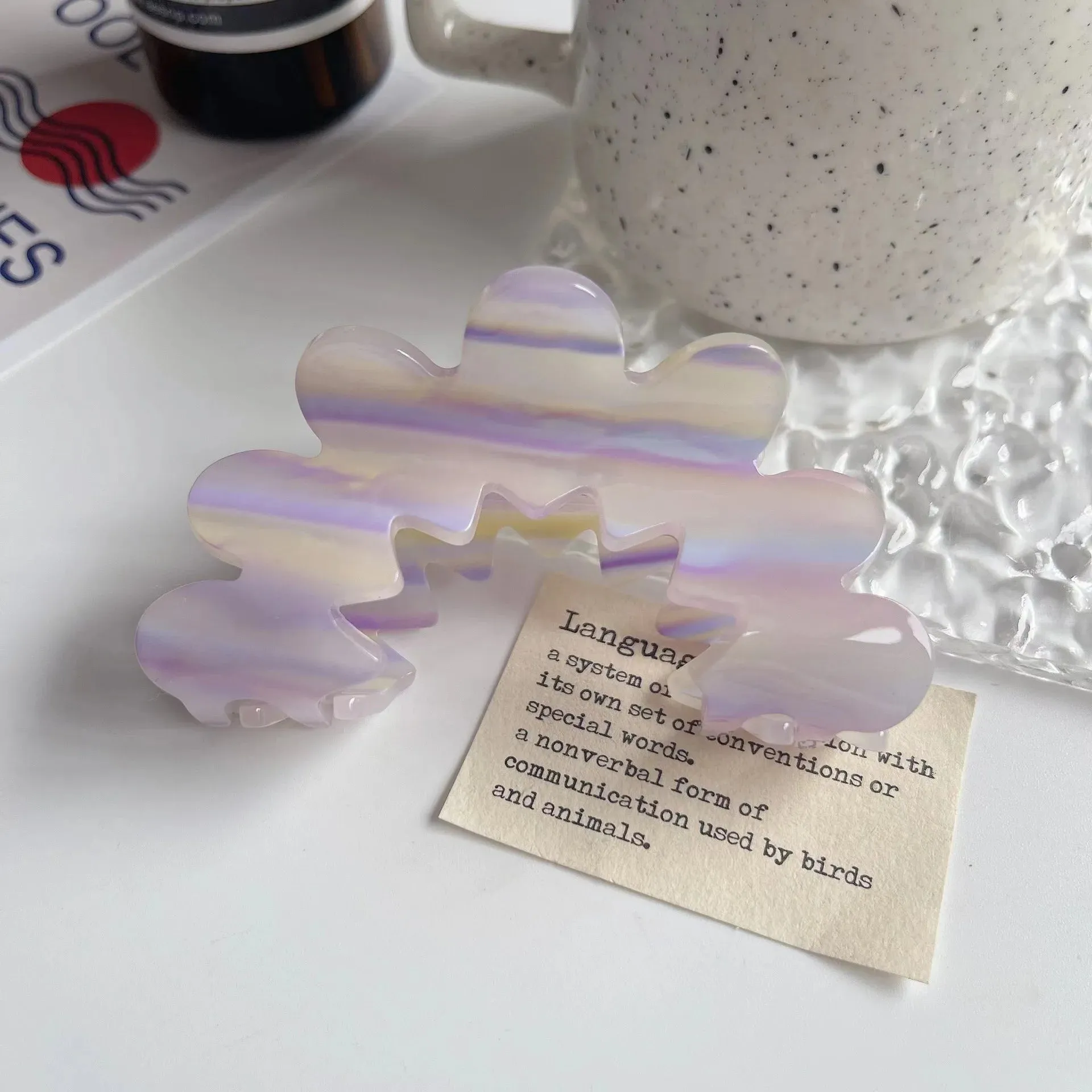 TAVIMART  -  New Wave Flower Hollow Acetate Hair Clip Stripe Shark Hair Claws Hairpin Trendy Hair Accessories for Women Girls