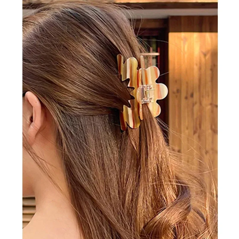 TAVIMART  -  New Wave Flower Hollow Acetate Hair Clip Stripe Shark Hair Claws Hairpin Trendy Hair Accessories for Women Girls