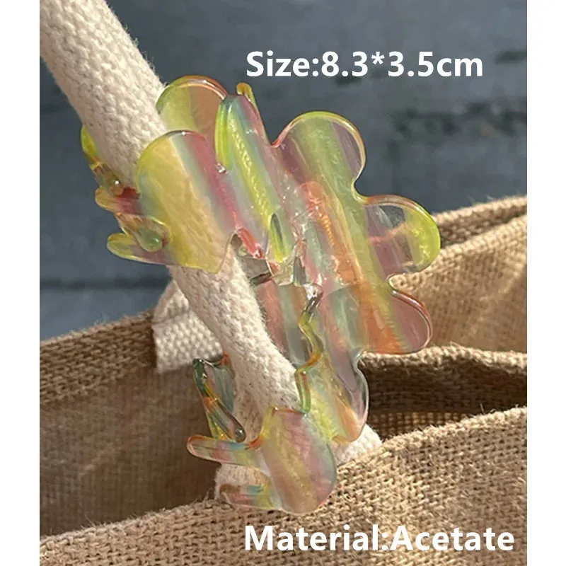 TAVIMART  -  New Wave Flower Hollow Acetate Hair Clip Stripe Shark Hair Claws Hairpin Trendy Hair Accessories for Women Girls