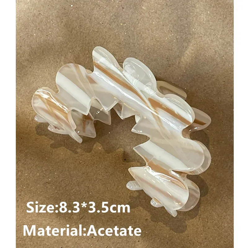 TAVIMART  -  New Wave Flower Hollow Acetate Hair Clip Stripe Shark Hair Claws Hairpin Trendy Hair Accessories for Women Girls